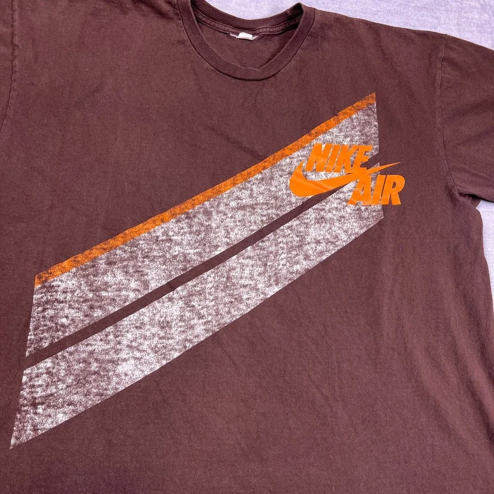 Nike Air Graphic Regular Crewneck T-Shirt Mens 2XL Brown Cotton Short Sleeve